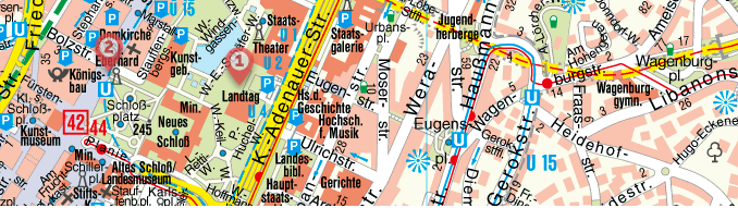 Amtliche Stadtkarte Stuttgart - Auszug